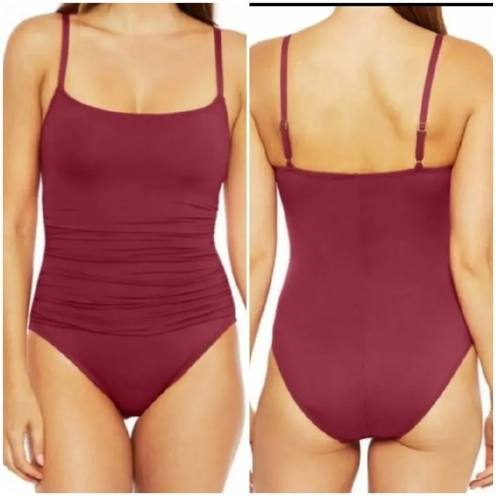 La Blanca Island Goddess Mallot Wine one piece women's swimsuit size 10